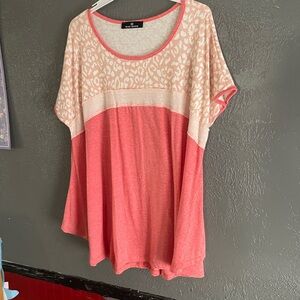 Blu Pepper Pink and Cream Short Sleeve Top